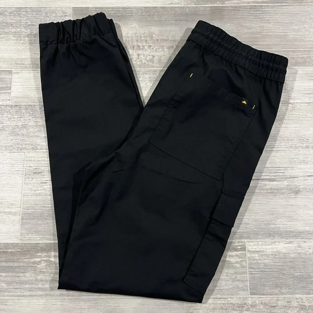 Mens Caterpillar Size Medium Black Ripstop Canvas Cuffed Jogger DrawString Pants